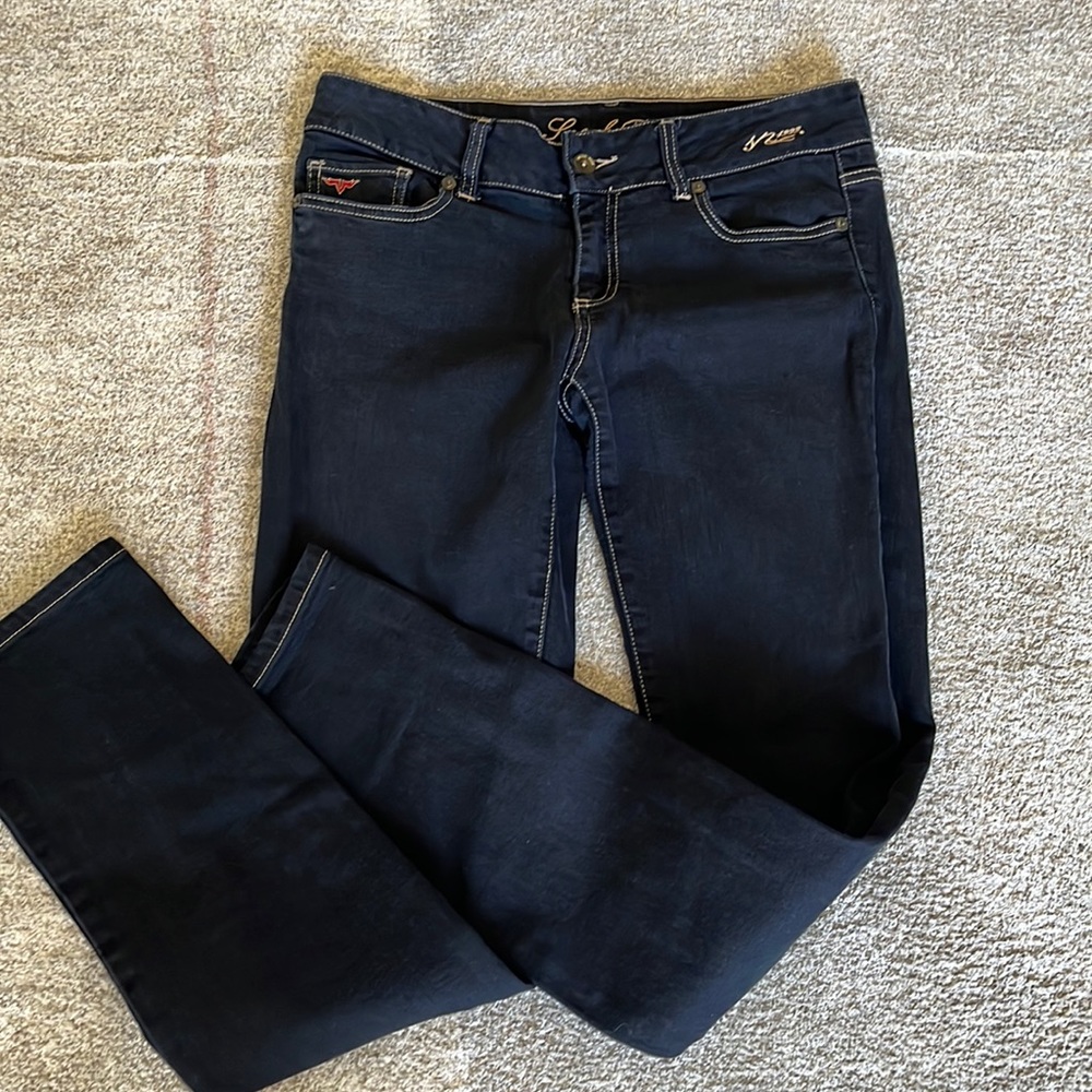 Sneak Peek Mid Rise Dark Denim slim fit Jean